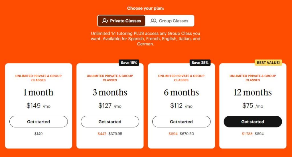 Babbel Live requires a separate subscription for unlimited access to live classes.