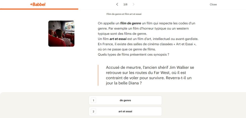 An exercise and explanation of the terms "film de genre" and "film art et essai" and their place in French cinema, in French.
