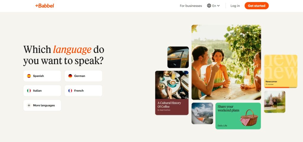 Babbel landing page