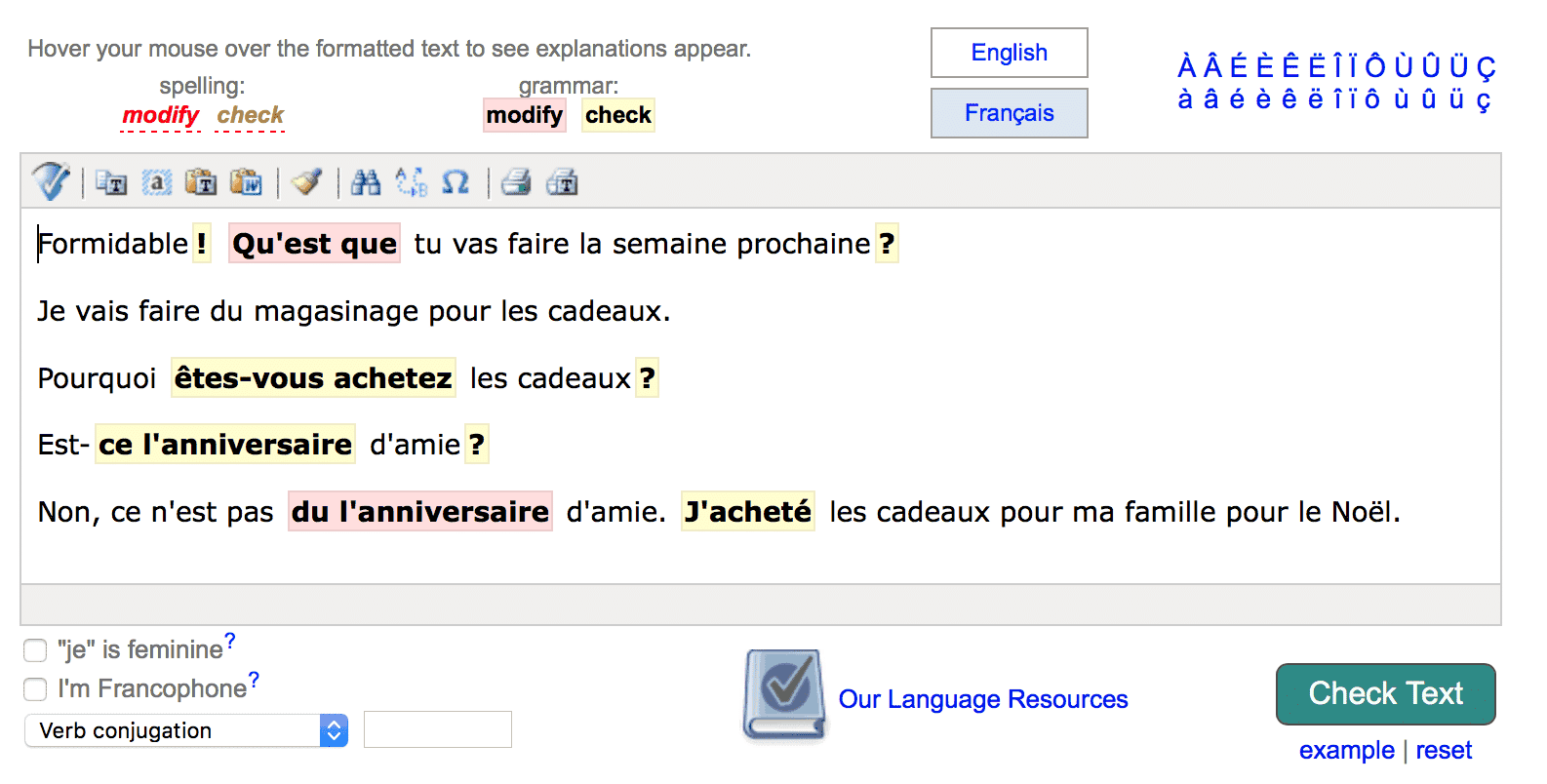 bonpatron French grammar check