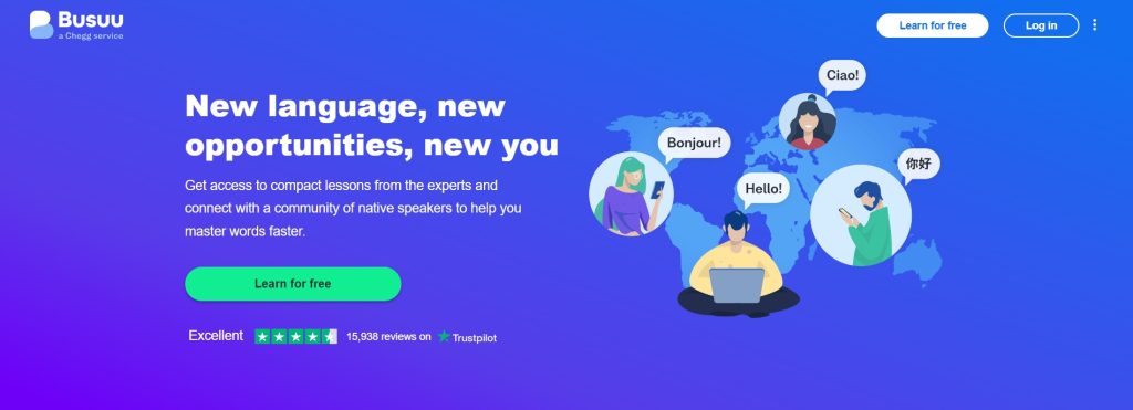 Busuu landing page