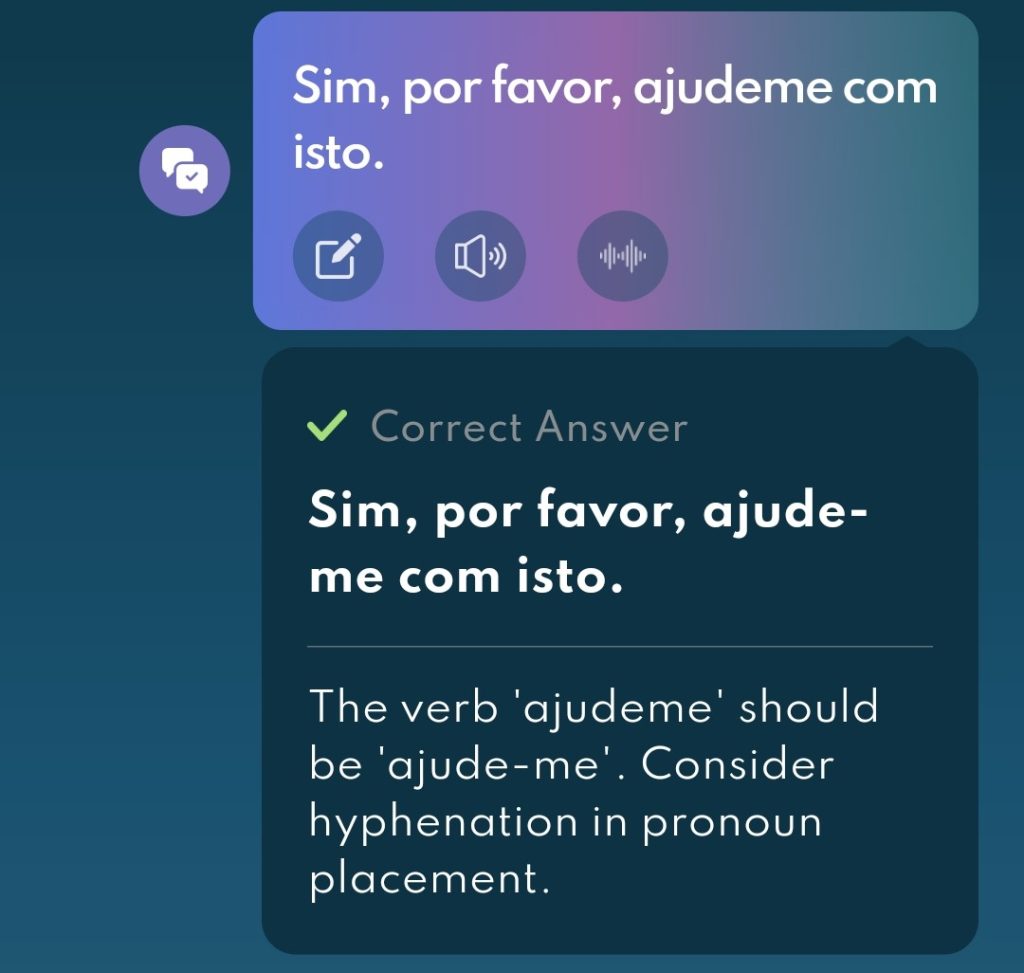 Jumpspeak gives real-time feedback on your answers