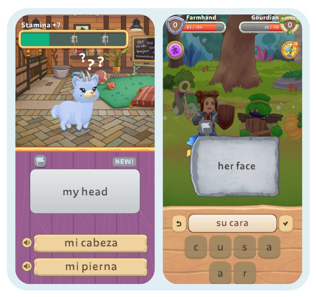 These activities on Lingo Legend challenge you to translate words or phrases.