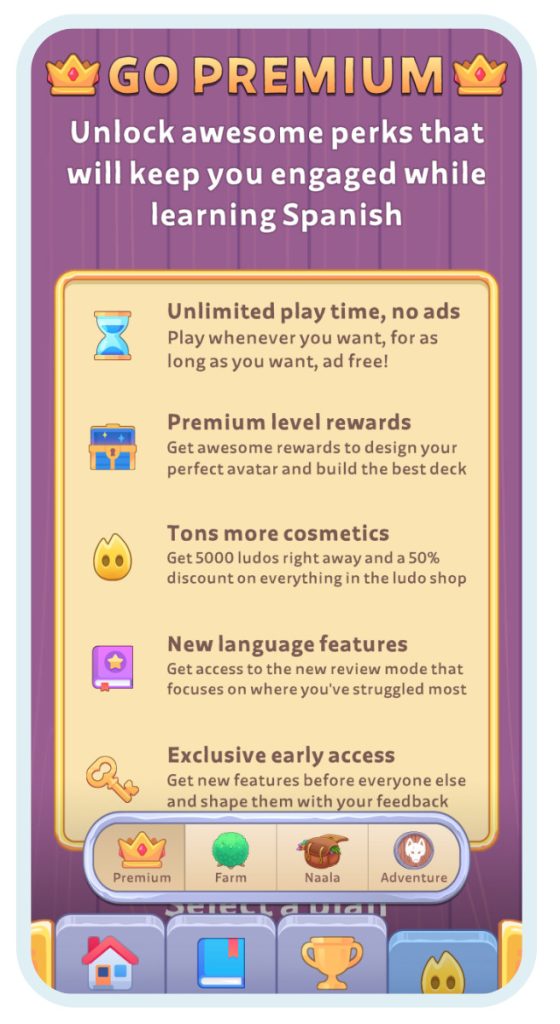 Premium perks of Lingo Legend