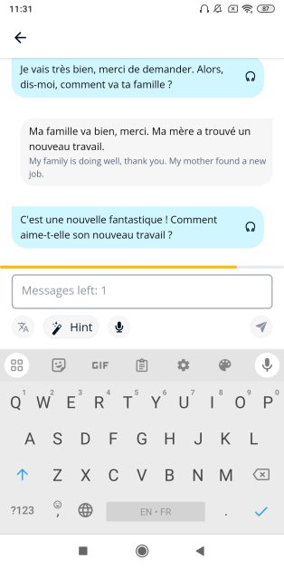 Screengrab of a conversation with MemBot on the mobile version of the app.