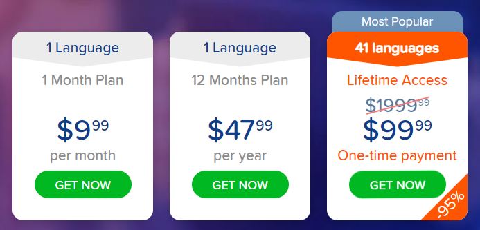 These are the available plans when you go to their Pricing page.