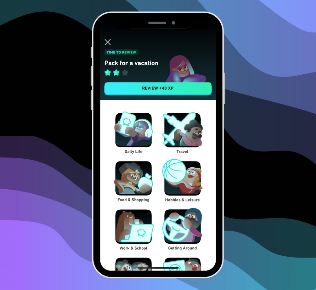 Some roleplay scenarios available in Duolingo Max